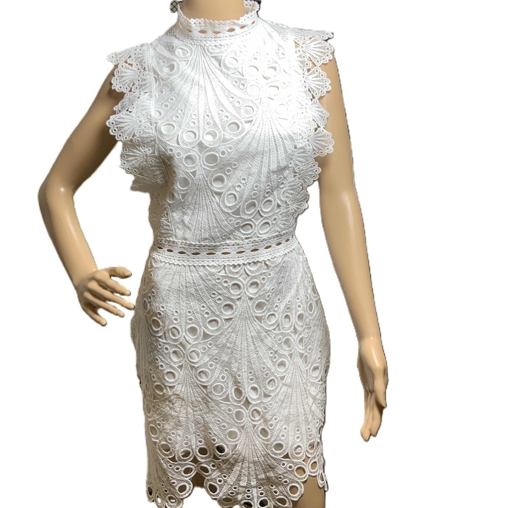 SHEIN White Intricate Lace Sleeveless Dress Size Sm Fairycore Coquette Soft Girl